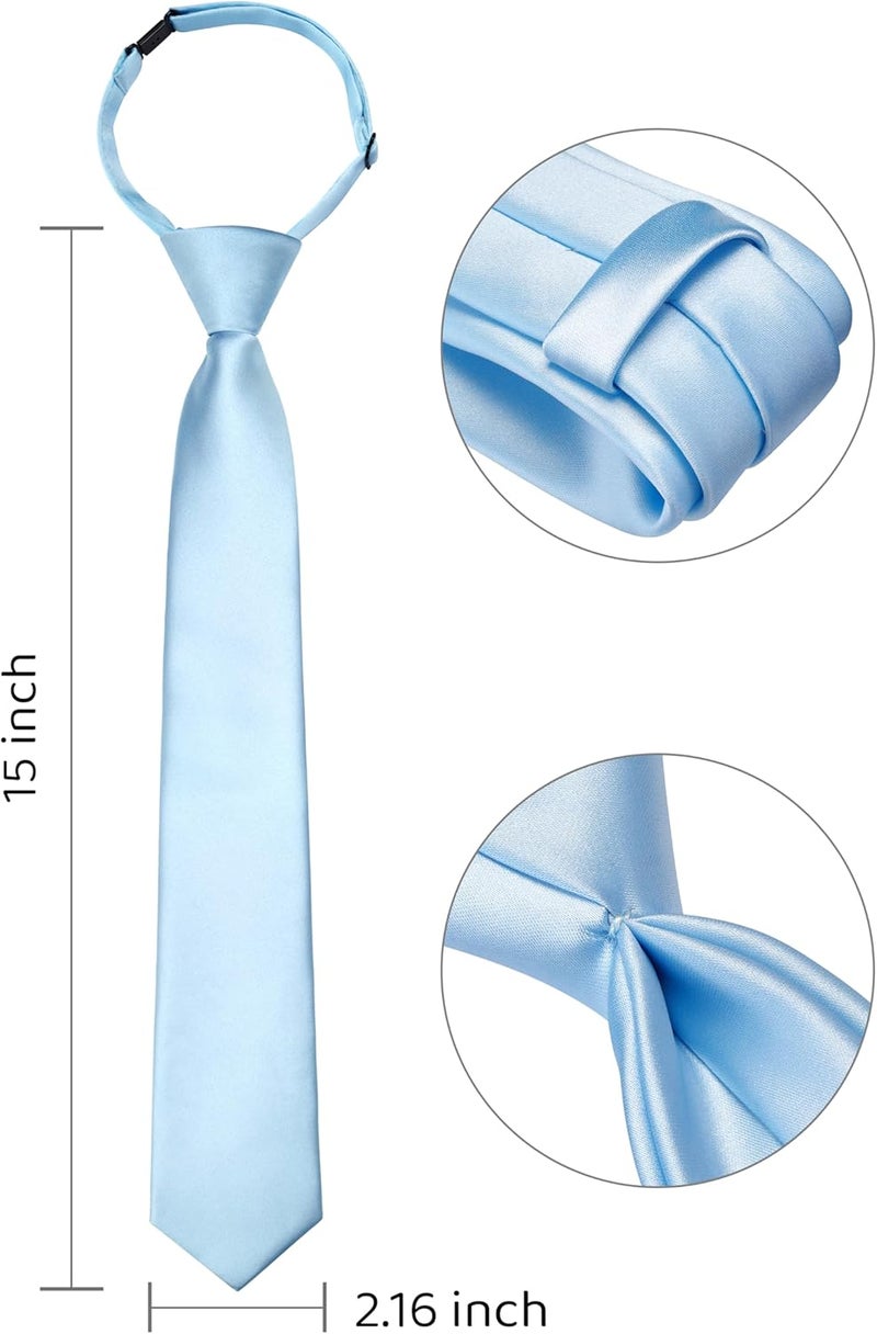 Branduce Pre-Tied Boys Ties Solid Color Kids Adjustable Necktie for Age 8-12 Wedding School Graduation - Image 1